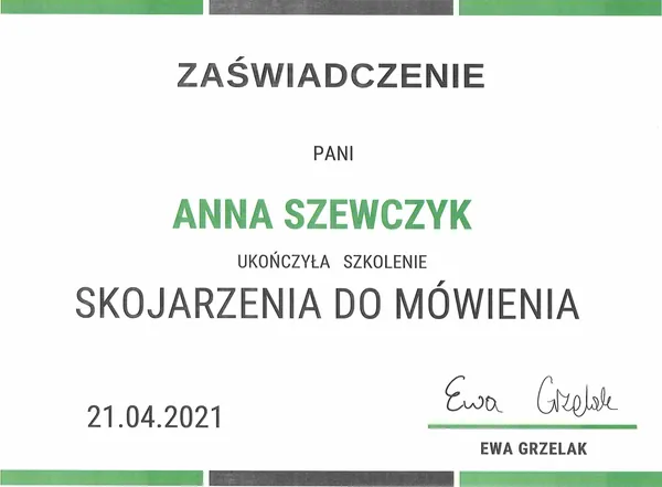 Certyfikat: Skojarzenia do mówienia